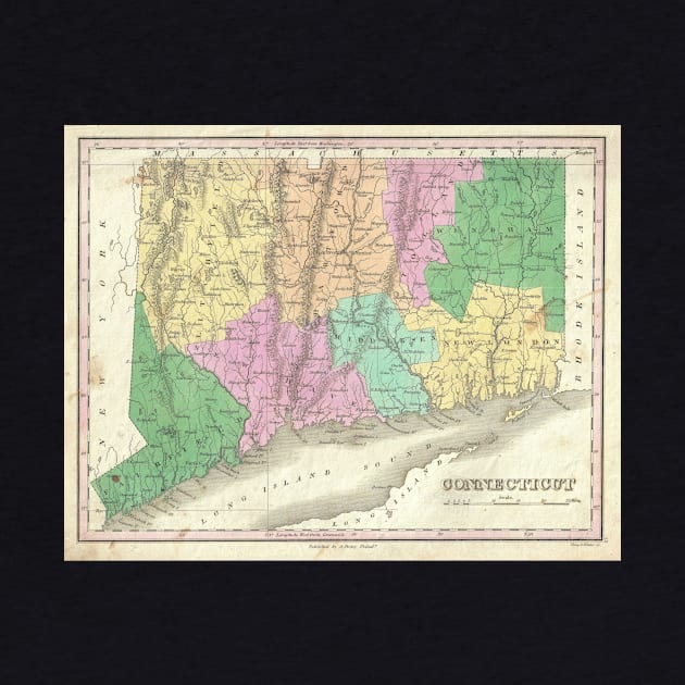 Vintage Map of Connecticut (1827) by Bravuramedia